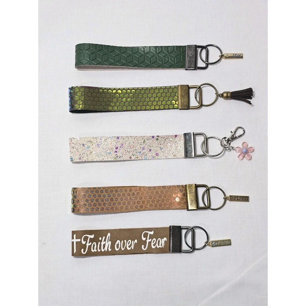 Lot Of 5 Country Blessings Colorful‎ Fun faux leather key fob wristlets Sparkle
